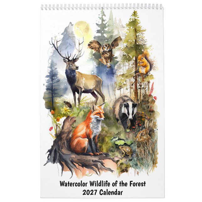Aquarell-Wildtiere des Waldes Kalender (Titelbild)