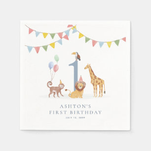 Aquarell-Wildtiere-Wild-One-Party-Servietten Serviette