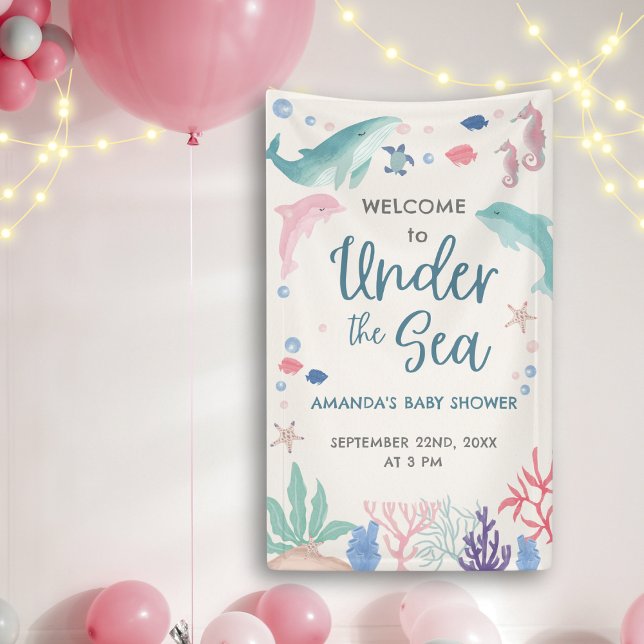 Aquarell Willkommen unter der Baby Girl Dusche Banner (Von Creator hochgeladen)