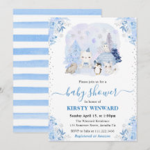Aquarell Winter Arctic Animals Babydusche