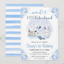 Aquarell Winter Arktische Tiere 1. Geburtstag