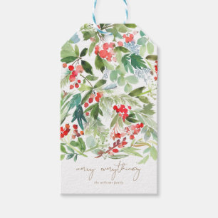 Aquarell-Winter-Beeren und Grün Geschenkanhänger