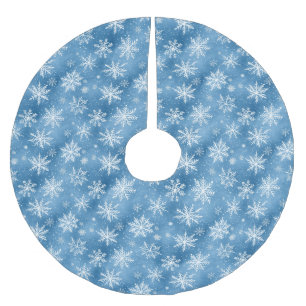 Aquarell-Winter-Blauer-Schneeflocke Polyester Weihnachtsbaumdecke