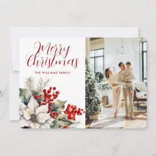 Aquarell-Winter-Botanik-Foto-Weihnachtskarte Feiertagskarte