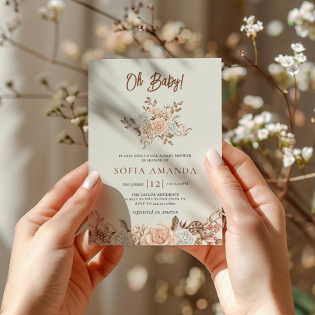 Aquarell Winter Bouquet Babydusche Einladung (Von Creator hochgeladen)