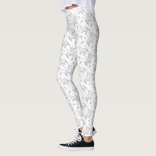 Aquarell-Winter-Eisbär-Muster Leggings (Links)