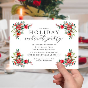 Aquarell Winter Floral Holiday Cocktail Party Einladung