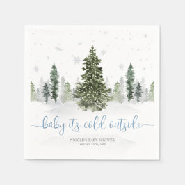 Aquarell Winter Forest Blue Baby Dusche Serviette