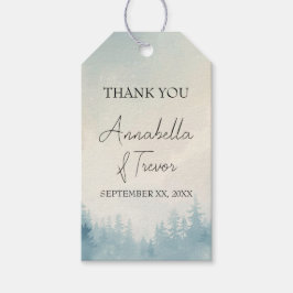 Aquarell-Winter-Kiefernwald Individueller Name Geschenkanhänger