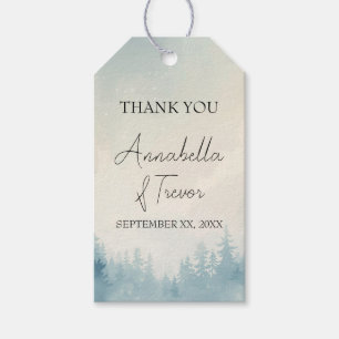 Aquarell-Winter-Kiefernwald Individueller Name Geschenkanhänger
