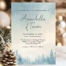 Aquarell-Winter-Kiefernwald-romantische Hochzeit