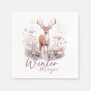 Aquarell-Winter-Magie-Hirsch  Serviette