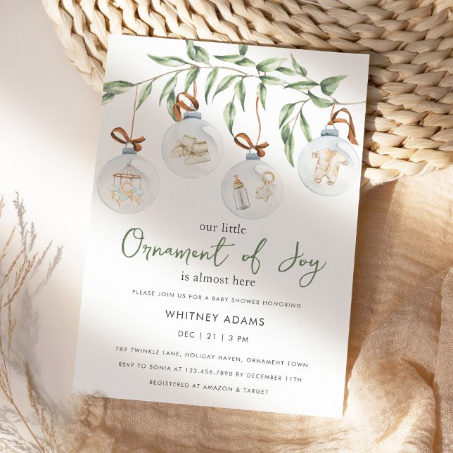 Aquarell Winter Ornaments Kinderdusche Einladung (Von Creator hochgeladen)