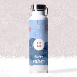 Aquarell-Winter-Wunderland-Monogramm-Ornamente Trinkflasche