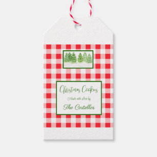 Aquarell-Winterbäume Rotkariert COOKIES Geschenkanhänger