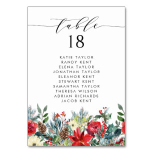 Aquarell-Winterblüten-Girlande-Hochzeitssitzordnun Tischnummer