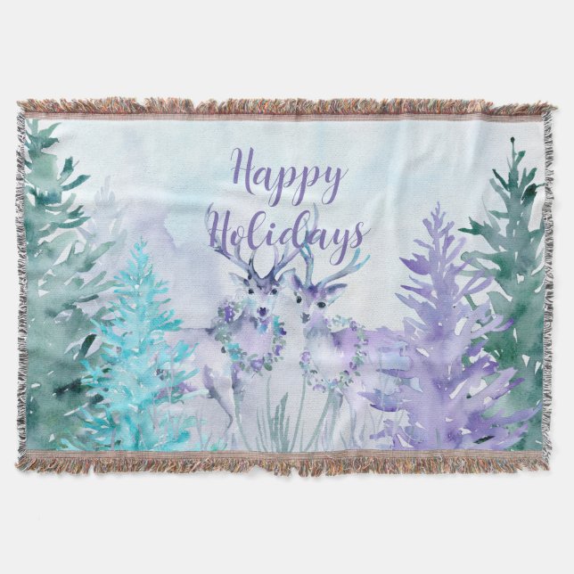 Aquarell-Winterlandschaft Frohe Feiertage Decke (Vorderseite)