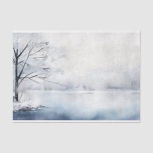 Aquarell-Winterlandschaft in Blautönen Nr. 4 Seidenpapier