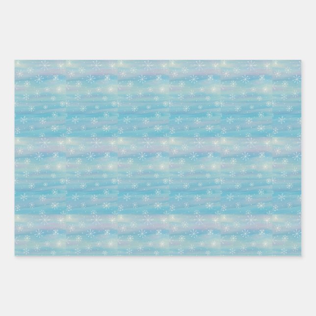 Aquarell-Wintermuster Geschenkpapier Set (Vorderseite)