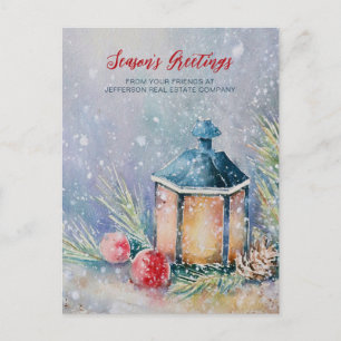 Aquarell-Winterszene-Feiertage-Unternehmensgeschäf Feiertagspostkarte