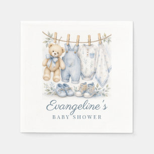 Aquarell Wir können es kaum erwarten Blaue Babypar Serviette