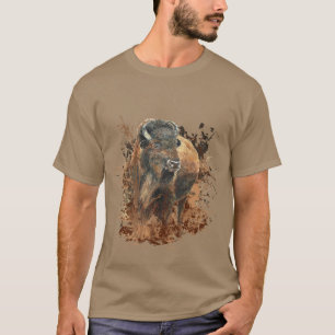 Aquarell Wisent Büffel Tier Wildnis Natur T-Shirt
