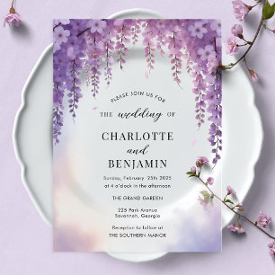 Aquarell Wisteria Blumen Elegante Hochzeit Acryleinladungen