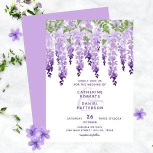 Aquarell Wisteria Blumen Elegante Moderne Hochzeit Einladung