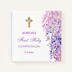 Aquarell-Wisteria-Erstkommunion-Gästebuch Notizbuch
