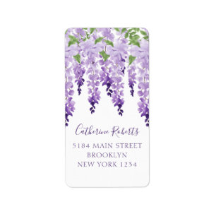 Aquarell-Wisteria-Hochzeit-Rücksendeadresse Adressaufkleber