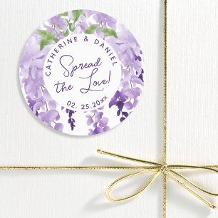 Aquarell Wisterien Hochzeits-Spickzettel Verbreite Runder Aufkleber