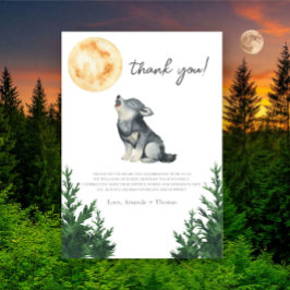 Aquarell-Wolf-Baby-Shower-Dankeschön Dankeskarte