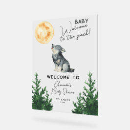 Aquarell-Wolf-Baby-Shower-Willkommen Acrylschild