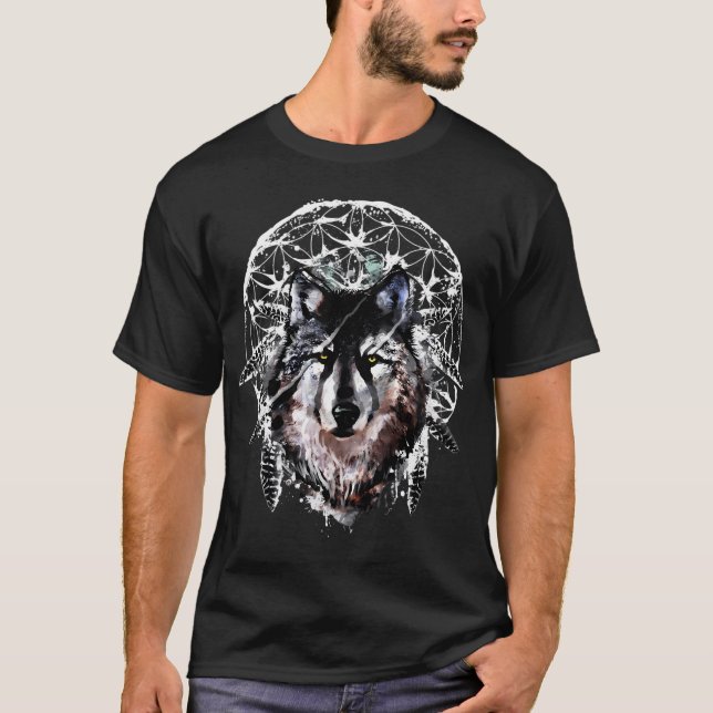 Aquarell Wolf T-Shirt (Vorderseite)