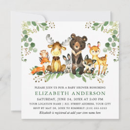 Aquarell Woodland Animals Baby Showplatz Einladung