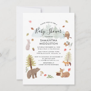 Aquarell Woodland Animals Boys Baby Dusche Einladung