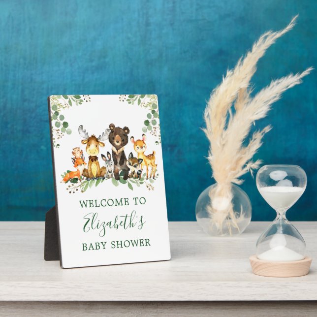 Aquarell Woodland Animals Kinderdusche 12x18 Fotoplatte (Seite)