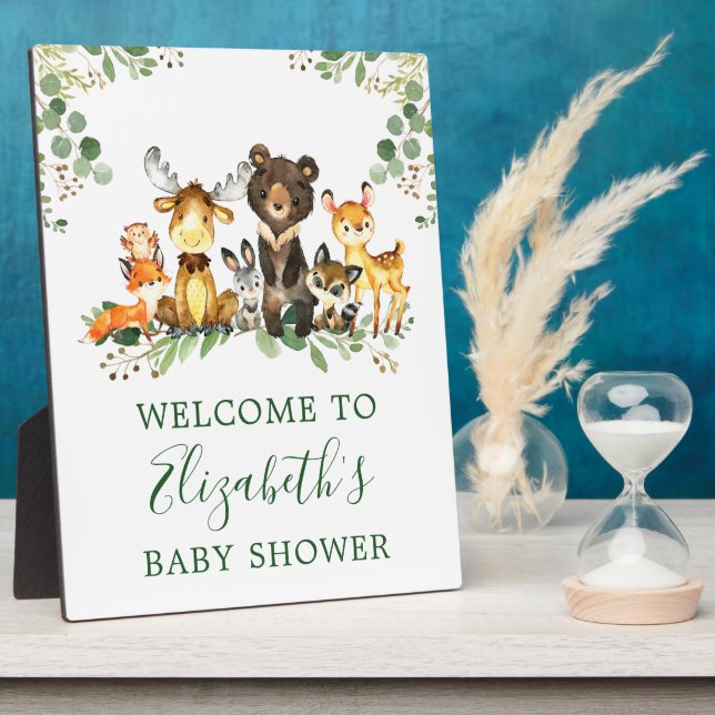 Aquarell Woodland Animals Kinderdusche 8x10 Fotoplatte (Seite)