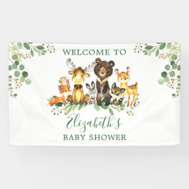 Aquarell Woodland Animals Kinderdusche Banner