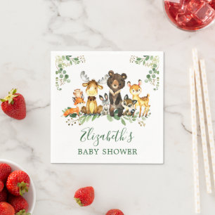Aquarell Woodland Animals Kinderdusche Serviette