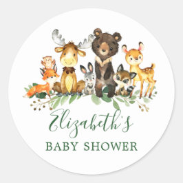 Aquarell Woodland Animals Kinderdusche Siegel Runder Aufkleber
