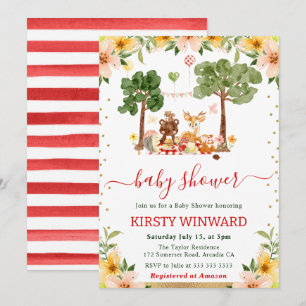 Aquarell Woodland Animals Picnic Baby Dusche Einladung