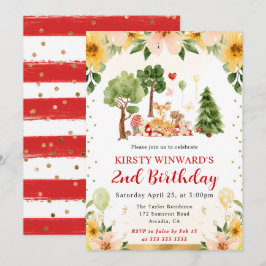 Aquarell Woodland Tiere Picnic Kindergeburtstag Einladung