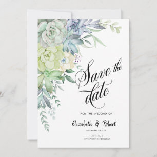 Aquarell-Wüsten-Sukkulenten-Punkte Speichern Sie d Save The Date