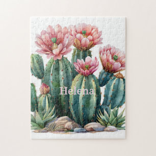Aquarell-Wüstenblumen Kakteen.