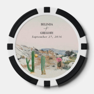 Aquarell-Wüstenkaktus-Boho-Hochzeitsgeschenk Pokerchips