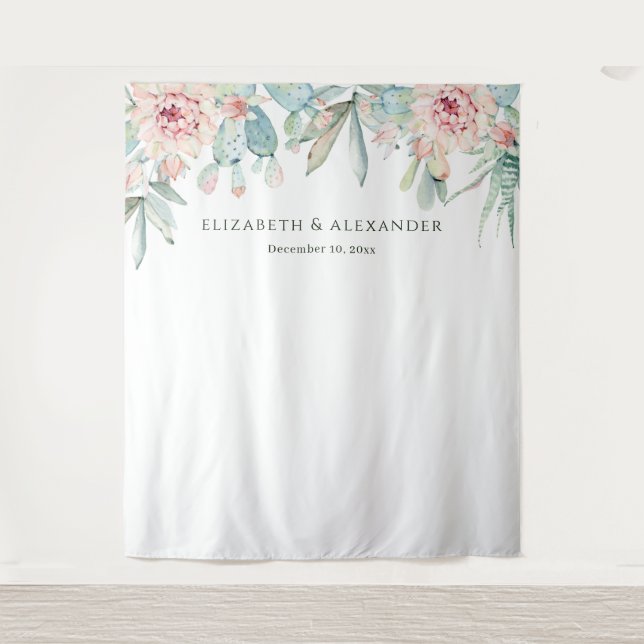 Aquarell-Wüstenkaktus-Hochzeitswillkommenshintergr Wandteppich (Vorderseite)