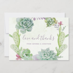 Aquarell-Wüstenkaktus-Sukkulenten-Hochzeit Dankeskarte