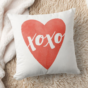 Aquarell XOXO Valentine Pillow - Rot Kissen