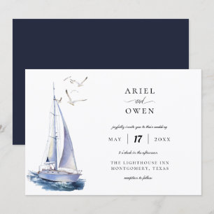 Aquarell-Yacht-Maritimes-Hochzeitsmotiv Einladung